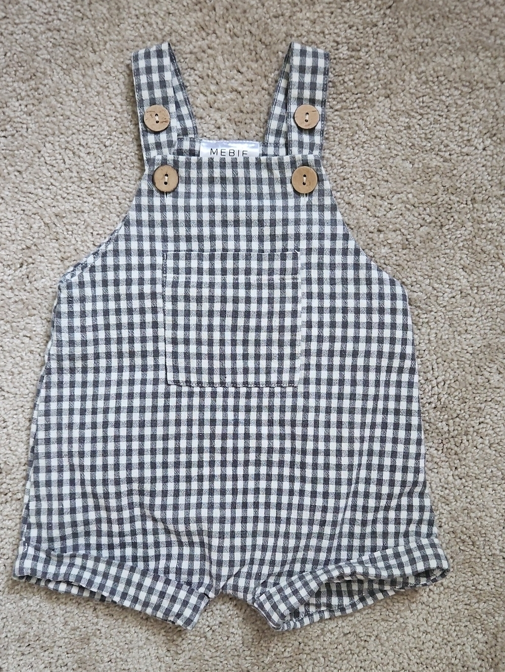 Mebie Black & White Gingham Kids Overalls